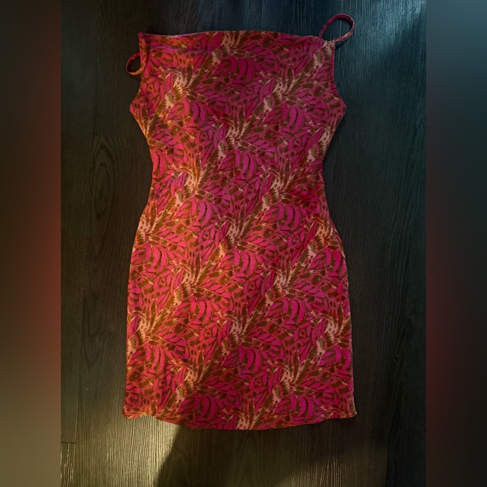 Urban Outfitters Pink and Brown Midi Dress